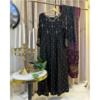 Black pure sheesha silk kalidaar with gold embellishment and maroon kaamdani chunri dupatta by Silhouette by SL