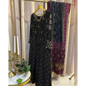 Intricate gold hand embellishment detailing on the sides.