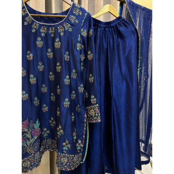 deep-blue-pure-sheesha-silk-blockprint-hand-embellished-dhaka-pajama-silhouettebysl-formal-wear-full Sapphire Bloom