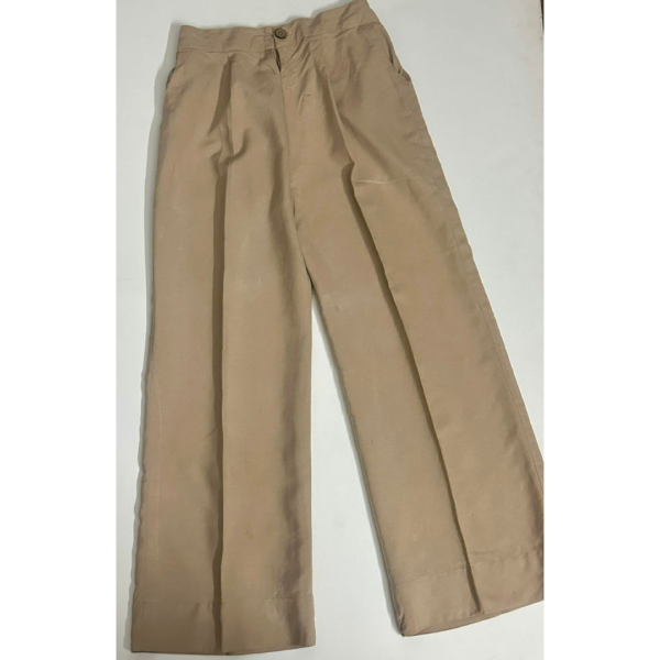 Beige straight wide-leg cotton pants flat lay view