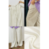 Ivory linen wide-leg pants styled with blazer